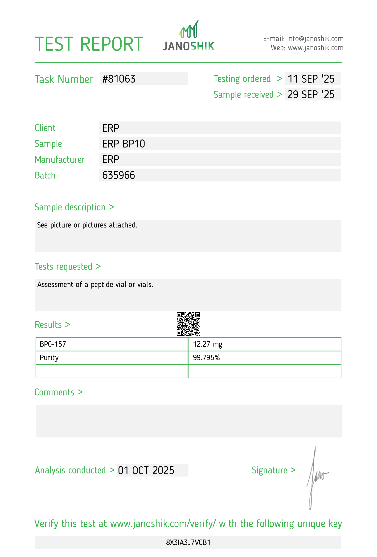 Certificate of Analysis